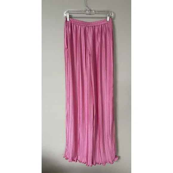 Free People Rococo Sand Women Wide Leg Pleated Mid Rise Pink Pants Sz XS New